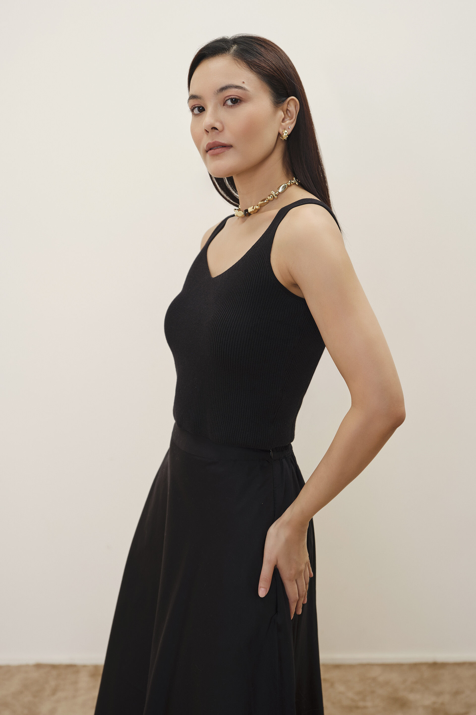 Black Knitted Tank Top, Black, image 5